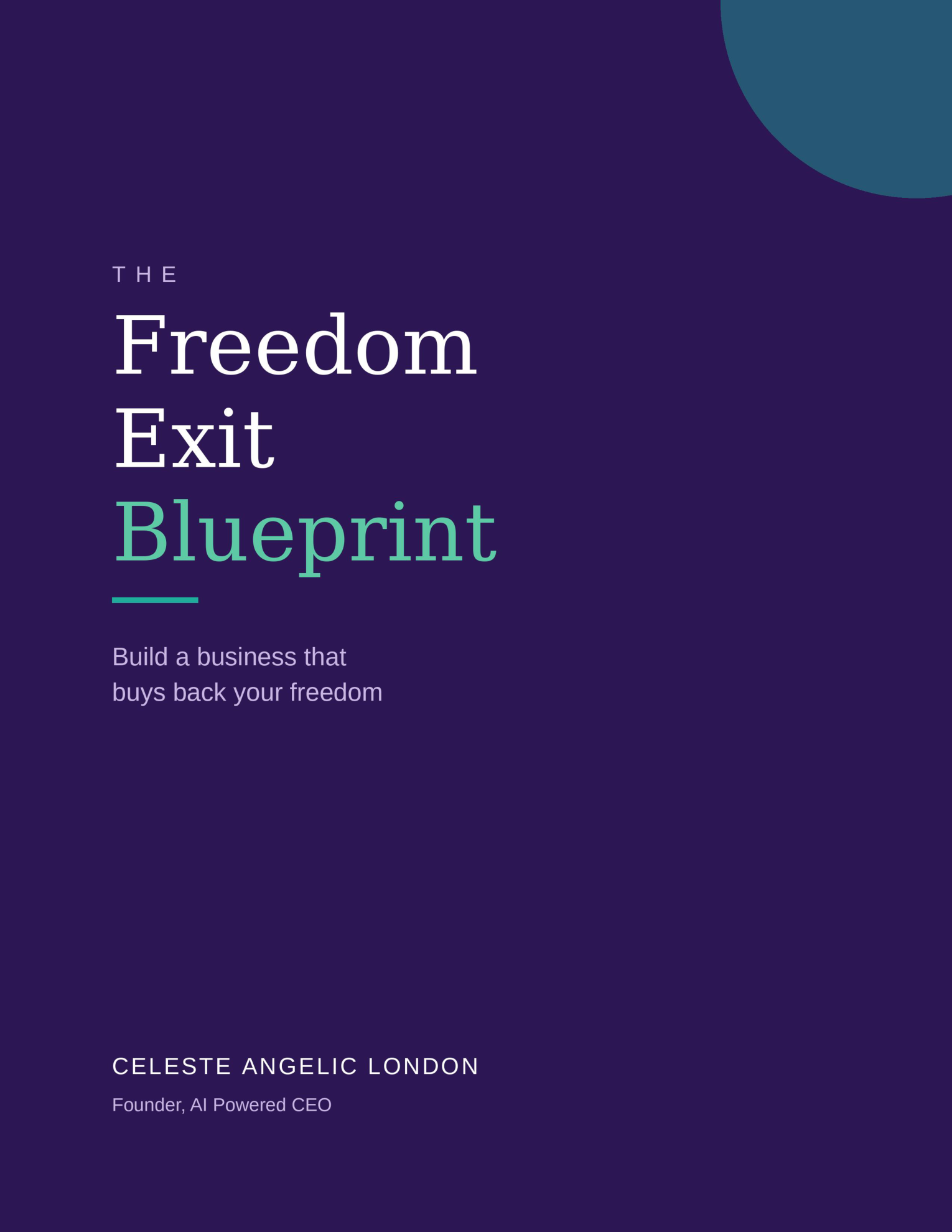 The Freedom Exit Blueprint workbook cover, deep plum with a turquoise accent.
